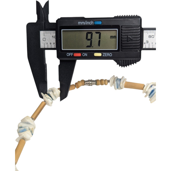 Hawaiian Blue White Pukka Shell and Wood Choker Necklace Vintage Boho Jewelry - Picture 7 of 7